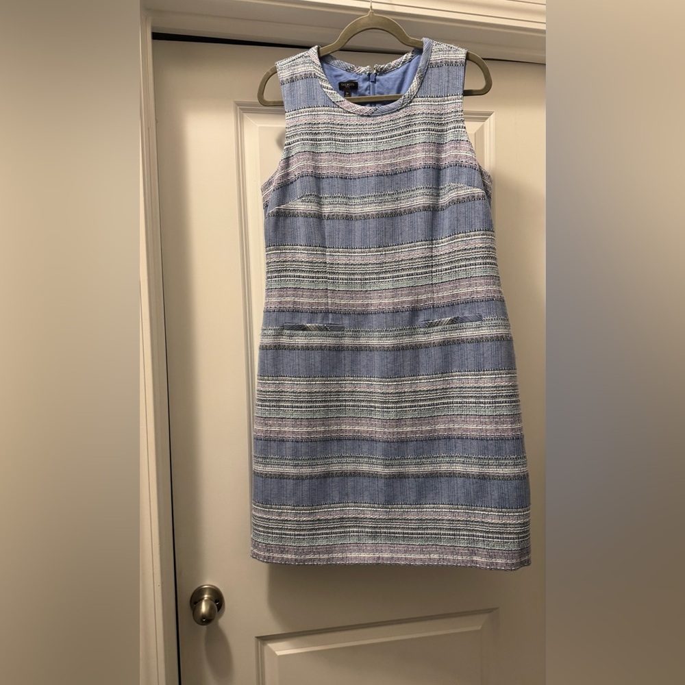 Talbots Sleeveless Dress in Blue and Lavender Stripes